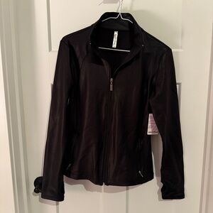Ebb & Flow Black Leather (look) Workout Jacket for Women NWT
